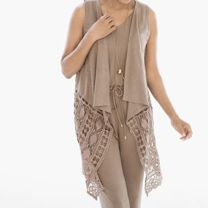 Zenergy Chico's sz 1 (Small) Women's Pacie Crochet Accent Boho Chic Vest